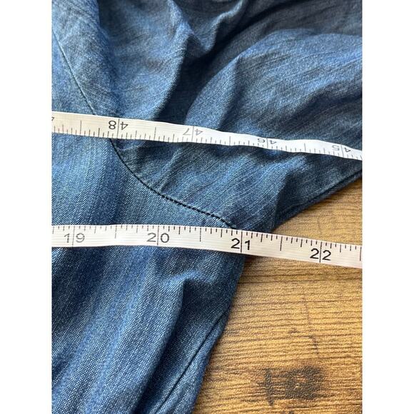 Time And Tru Womens L(12-14) Blue Chambray Pockets VNeck LongSleeve Hobo Dress - Picture 3 of 8